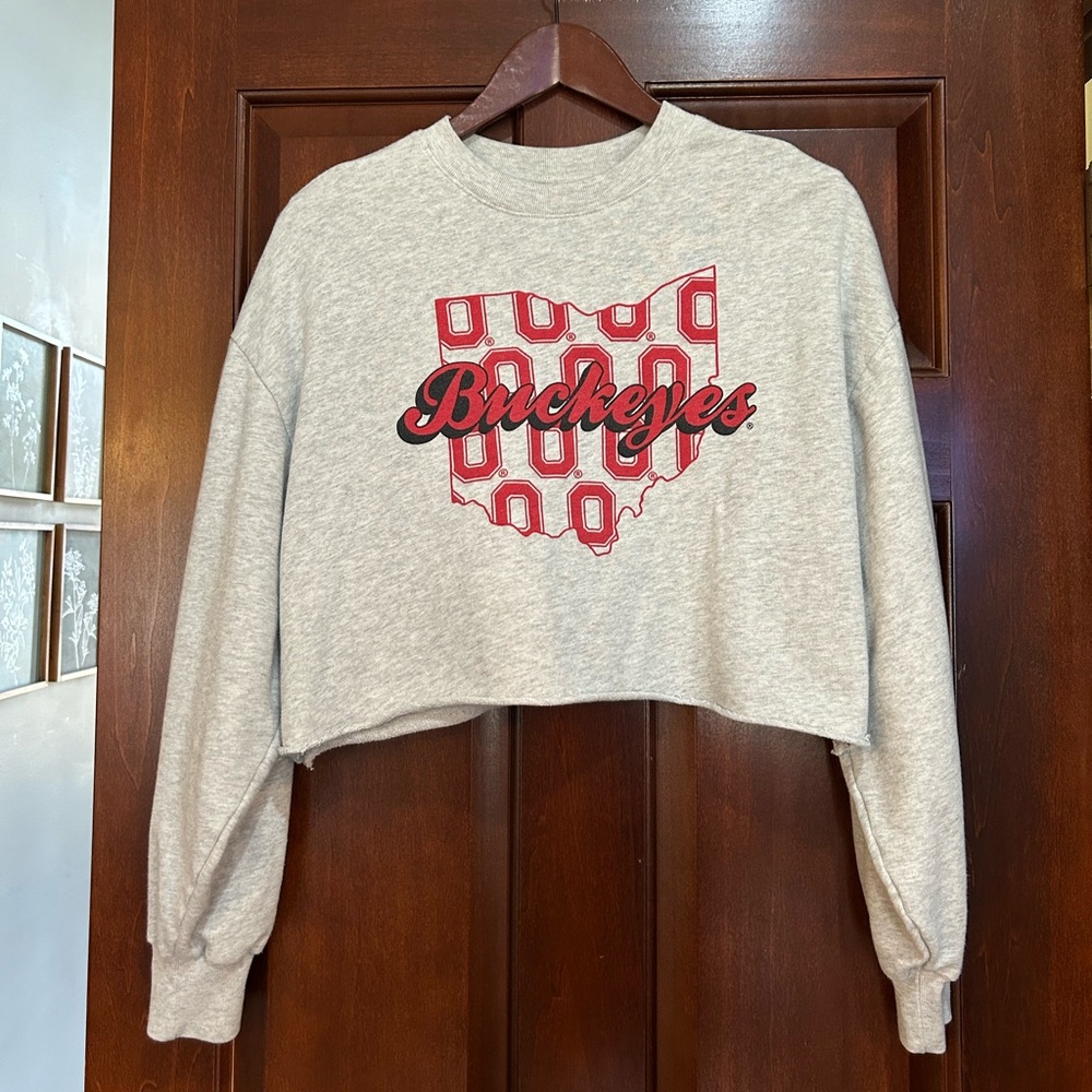 PINK Victoria’s Secret Ohio State Buckeyes Oversized‎ Cropped Sweatshirt S